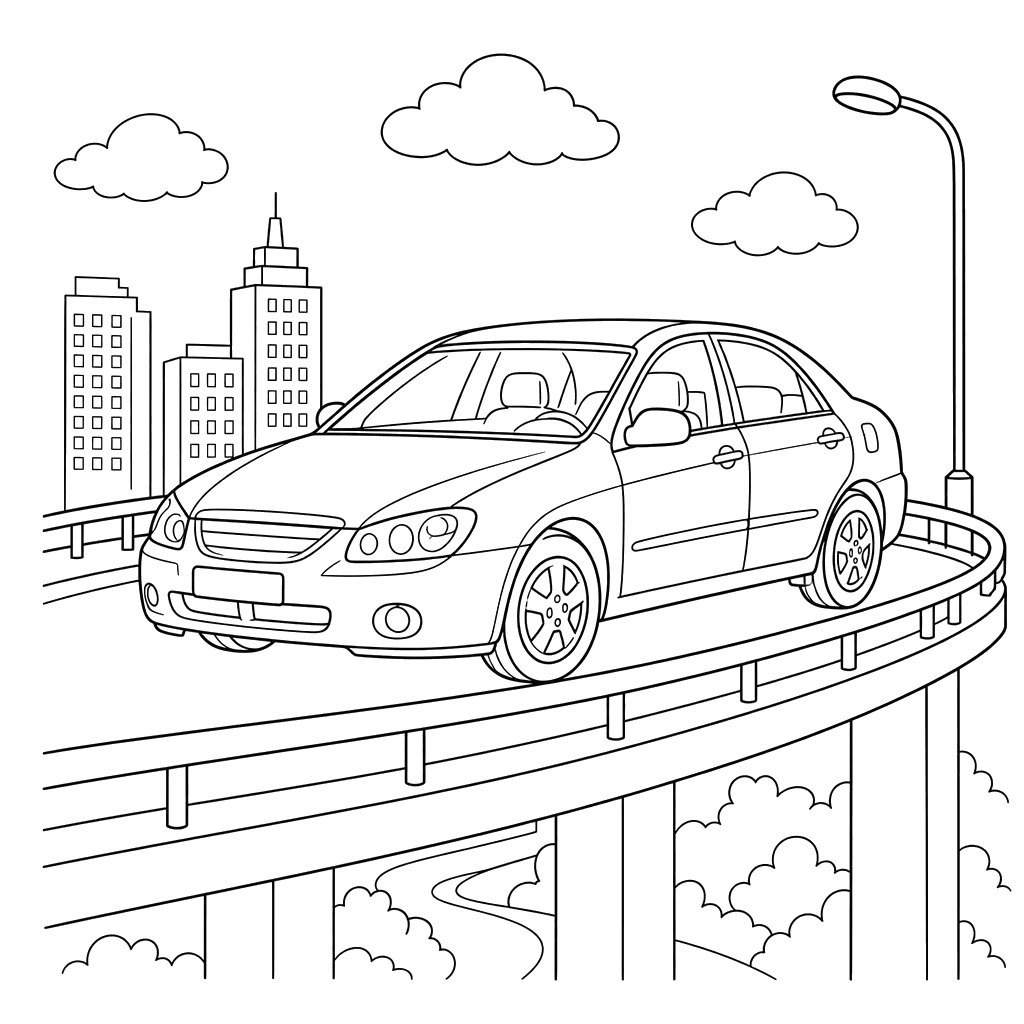Desenho para Colorir de Kia Cerato Sedan na Rampa