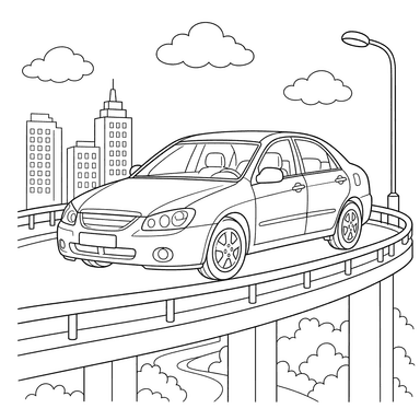 Dibujo para Colorear de Kia Cerato Sedán en Rampa