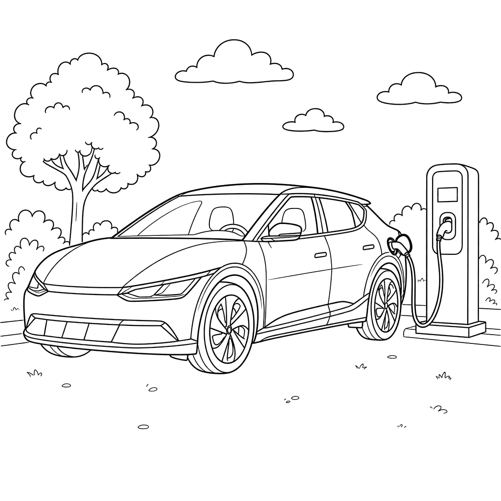 Desenho para Colorir de Carro Elétrico Kia EV6