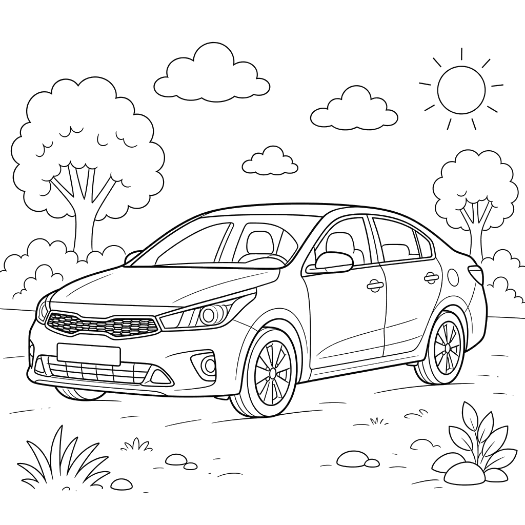 Dibujo para colorear de Kia Rio