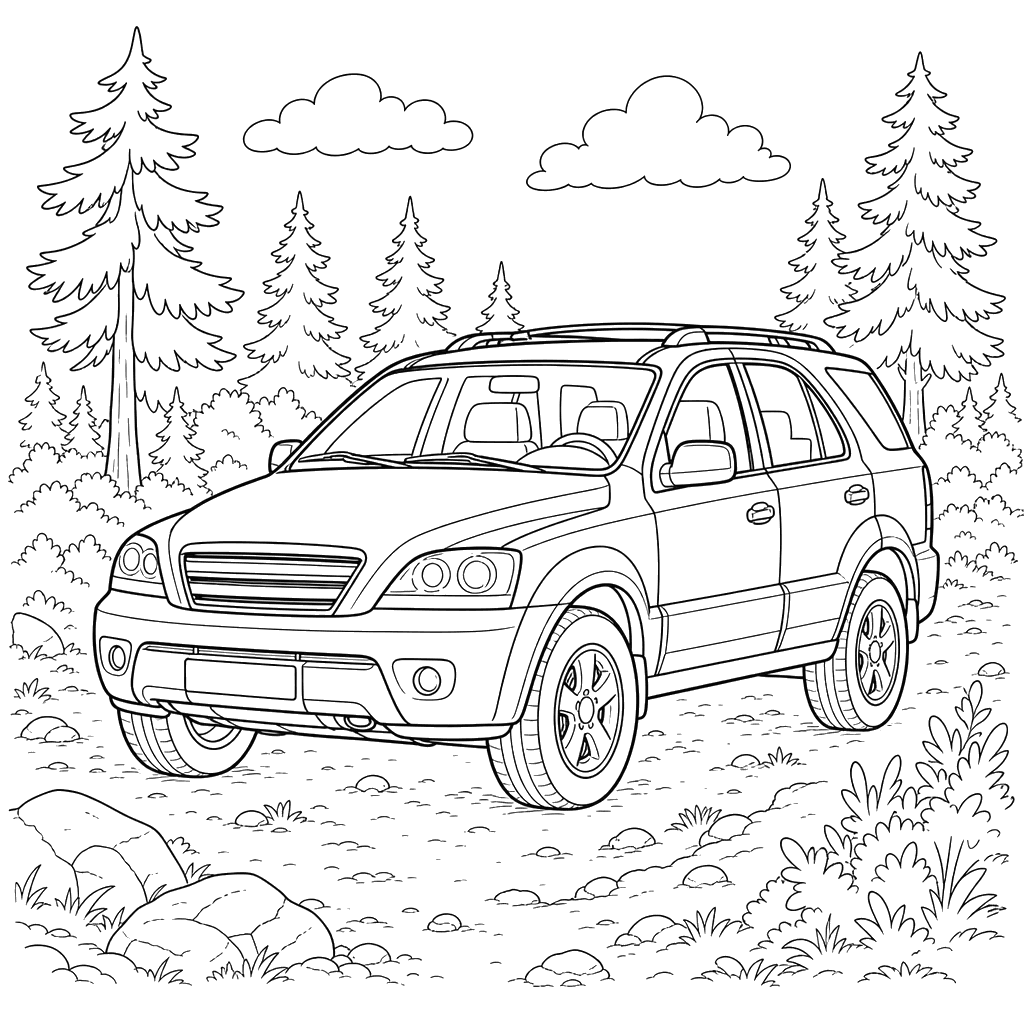 SUV Kia Sorento na floresta