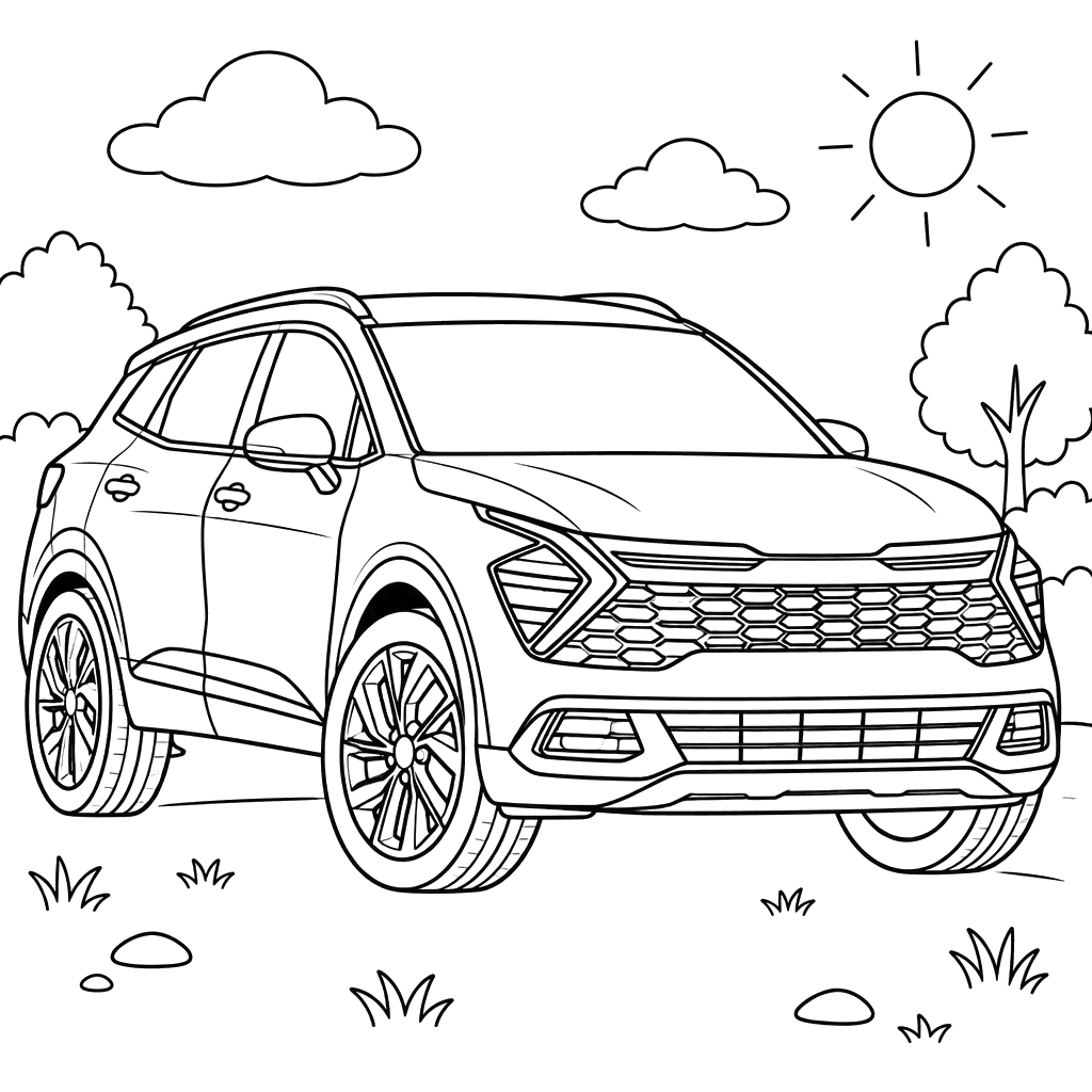 Desenho para colorir SUV Kia Sportage da 5ª geração