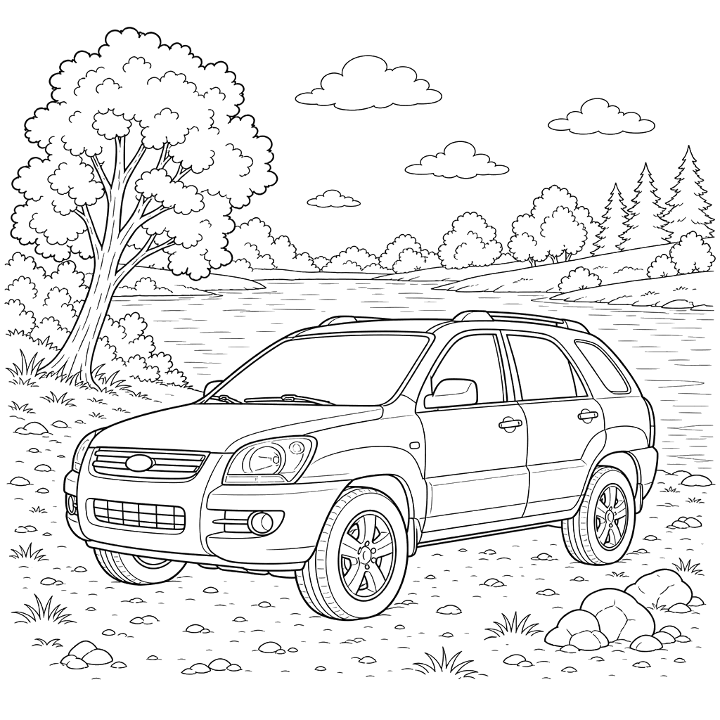 SUV Kia Sportage na beira do rio