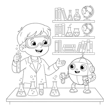 Dibujo para colorear Laboratorio de Joven Científico