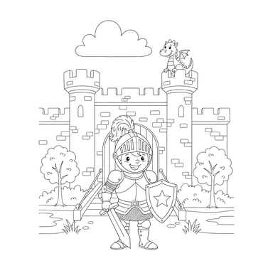 Dibujo para colorear Caballero en la puerta del castillo