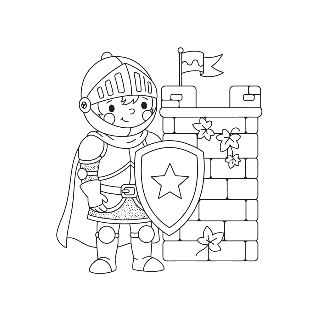 Dibujo para colorear Caballero con Escudo