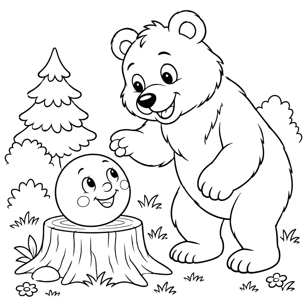 Kolobok und Bär Ausmalbild | ColorBoom