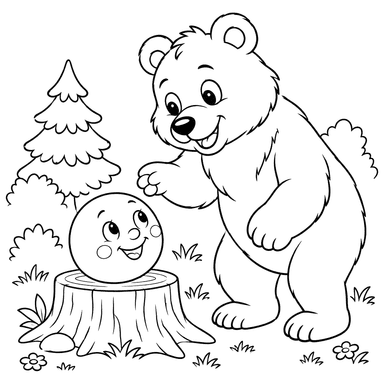 Coloriage Kolobok et l’ours | ColorBoom