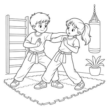 Desenho para colorir de Krav Maga para crianças