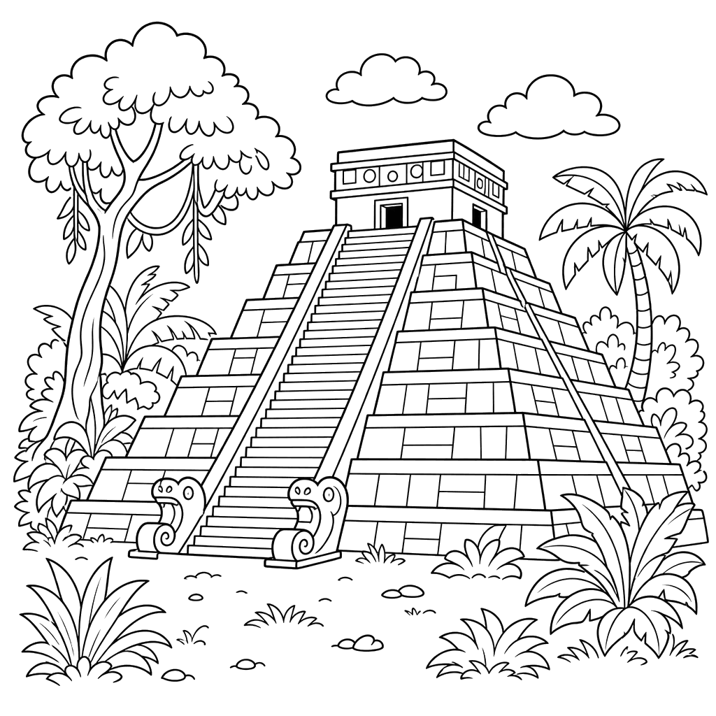 Kukulcan-Pyramide der Maya im Dschungel