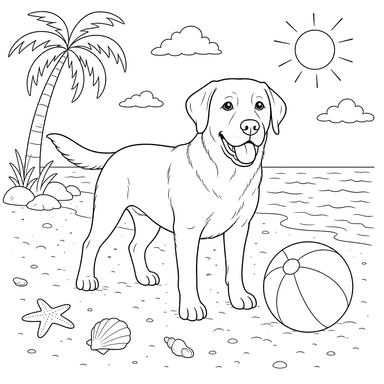 Labrador am Strand mit Ball