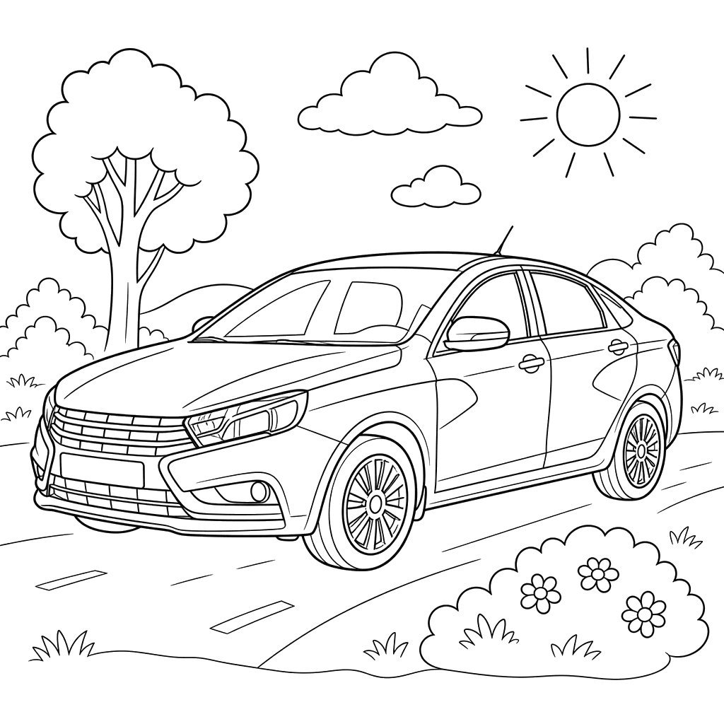 Desenho para colorir do carro LADA Vesta