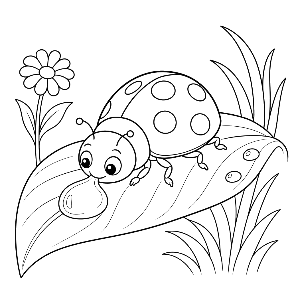 Mariquita bebiendo gota de rocío