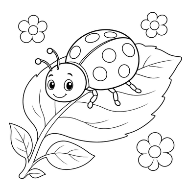 Dibujo para colorear de Mariquita en una Hoja