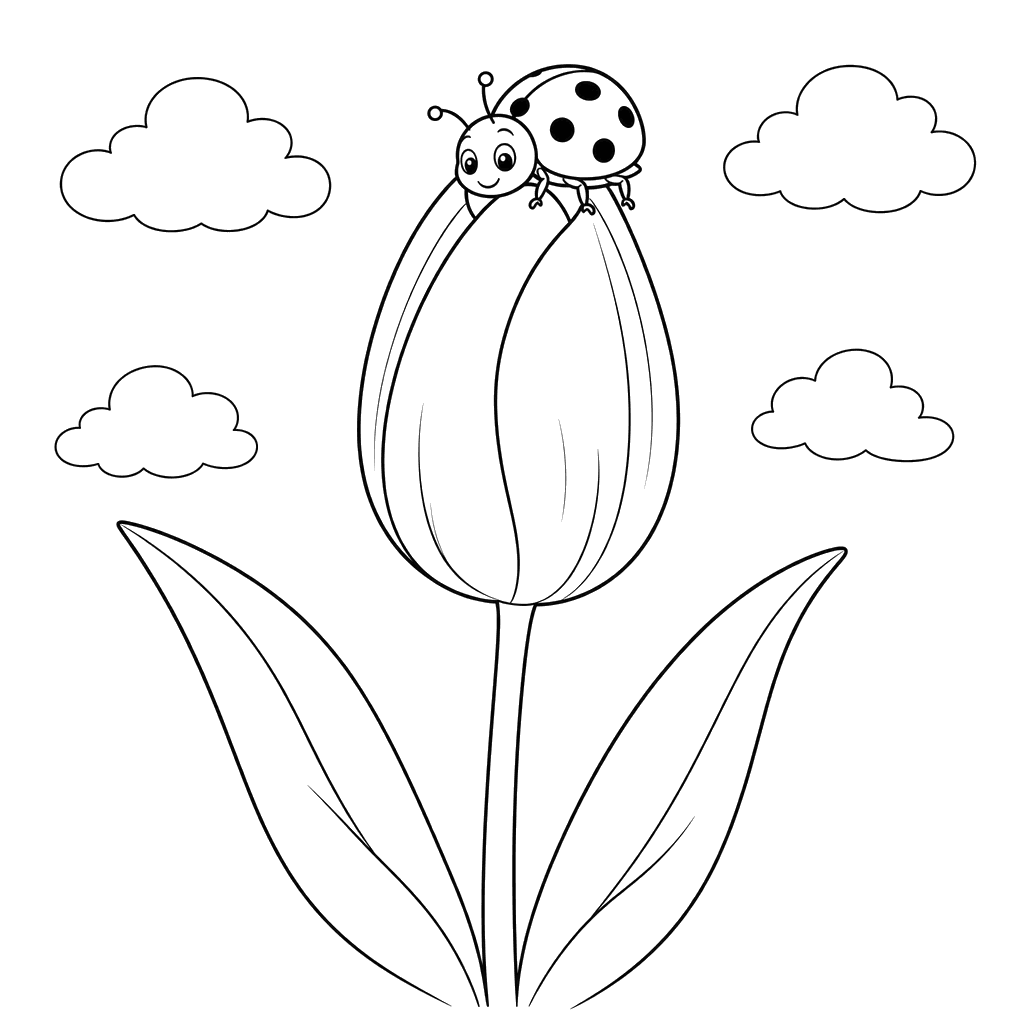 Joaninha no botão de tulipa