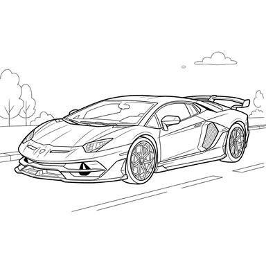 Coloriage Lamborghini Aventador SVJ 2019 pour enfants