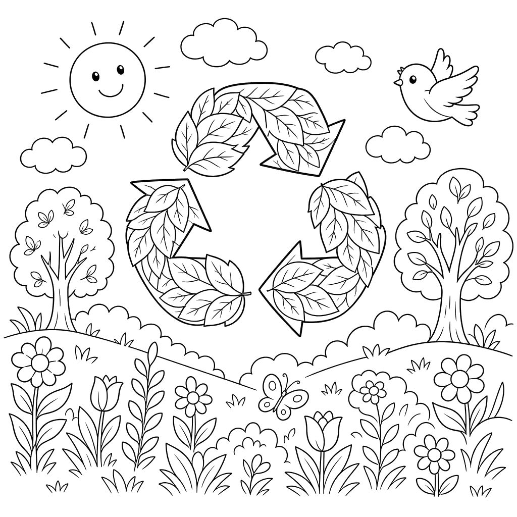 Símbolo de reciclagem de folhas