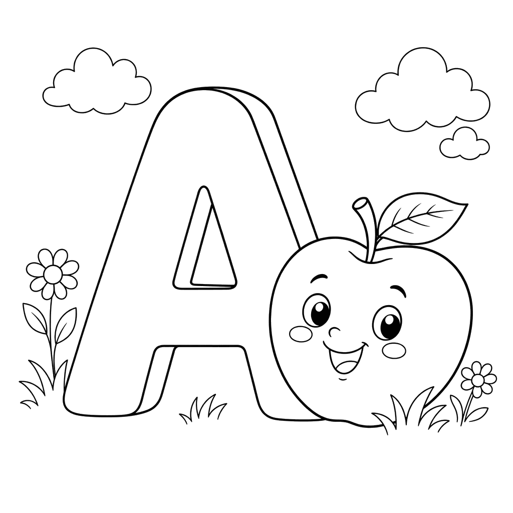 Dibujo de la Letra A - Manzana