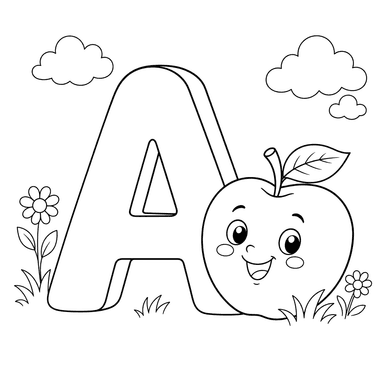 Dibujo de la Letra A - Manzana