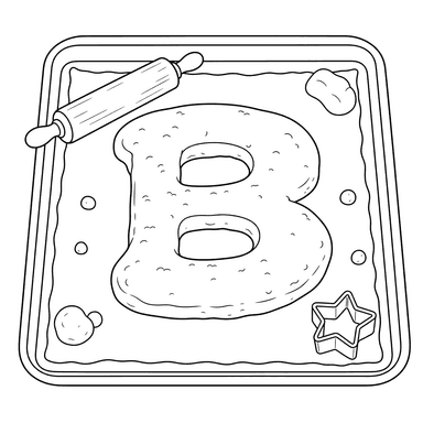 Coloriage Lettre B en Pâte sur une Plaque