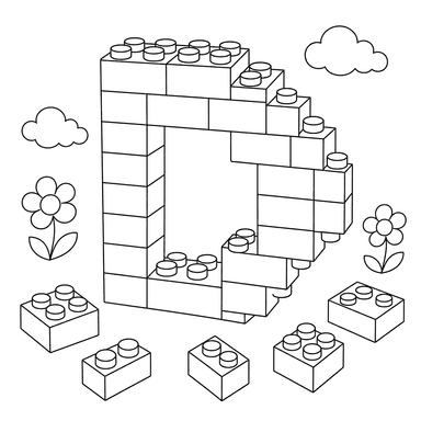 Letter D Building Blocks Coloring Page