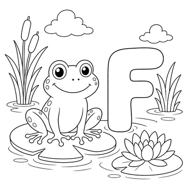 Ausmalbild Buchstabe F Frosch