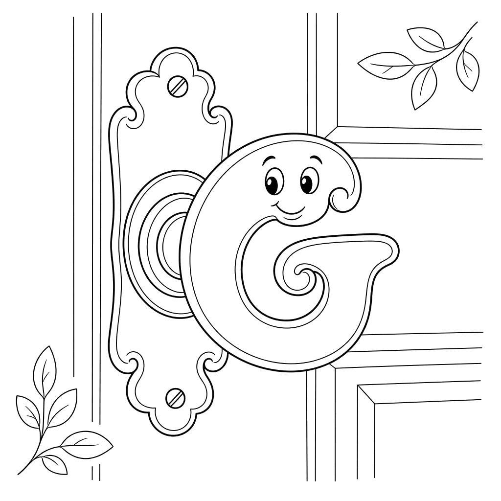 Coloriage Lettre G Poignée de Porte