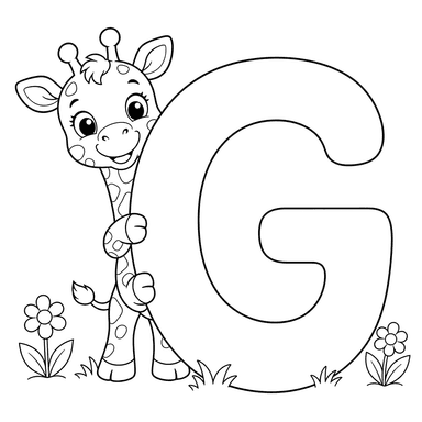 Ausmalbild Buchstabe G Giraffe