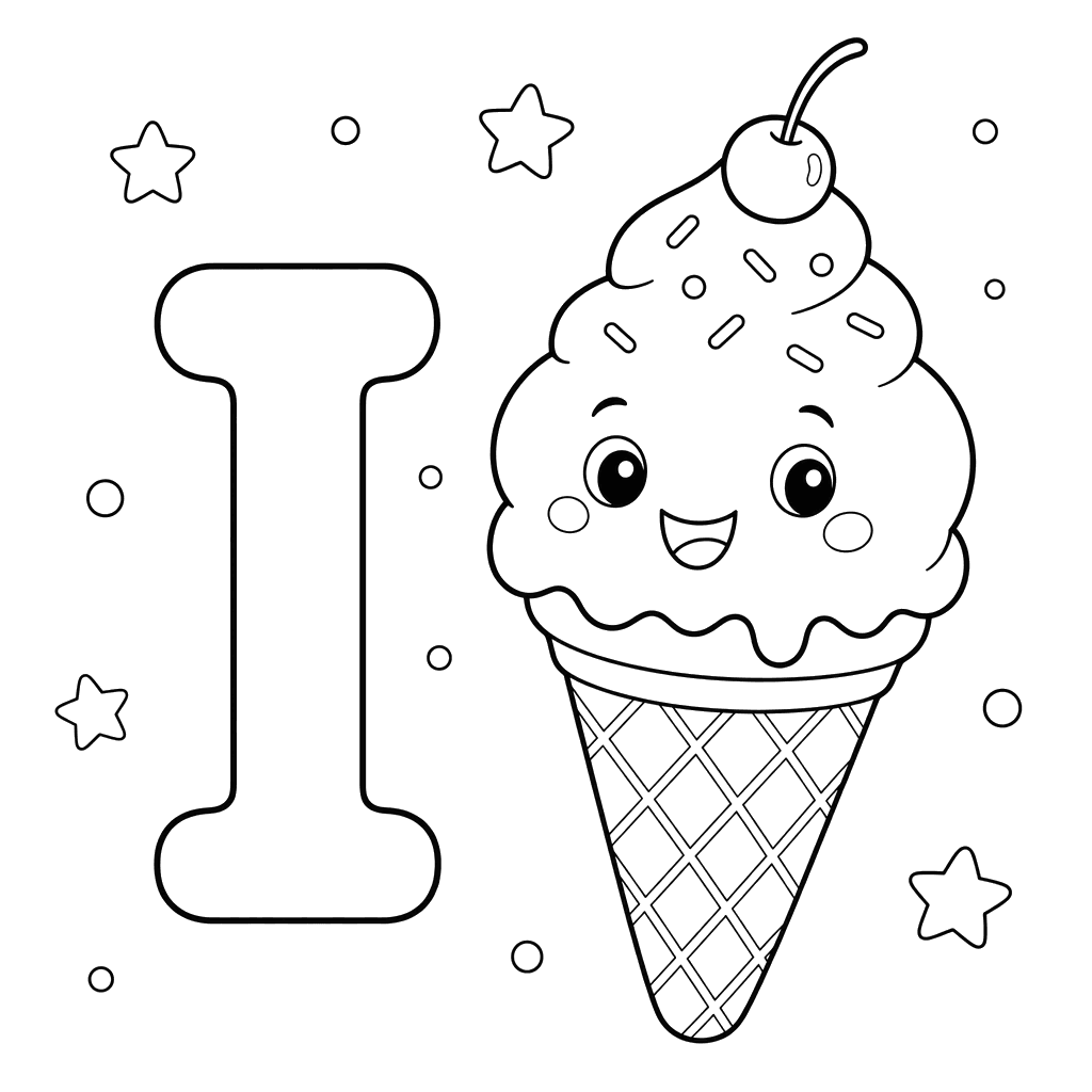 Ausmalbild Buchstabe I — Eis