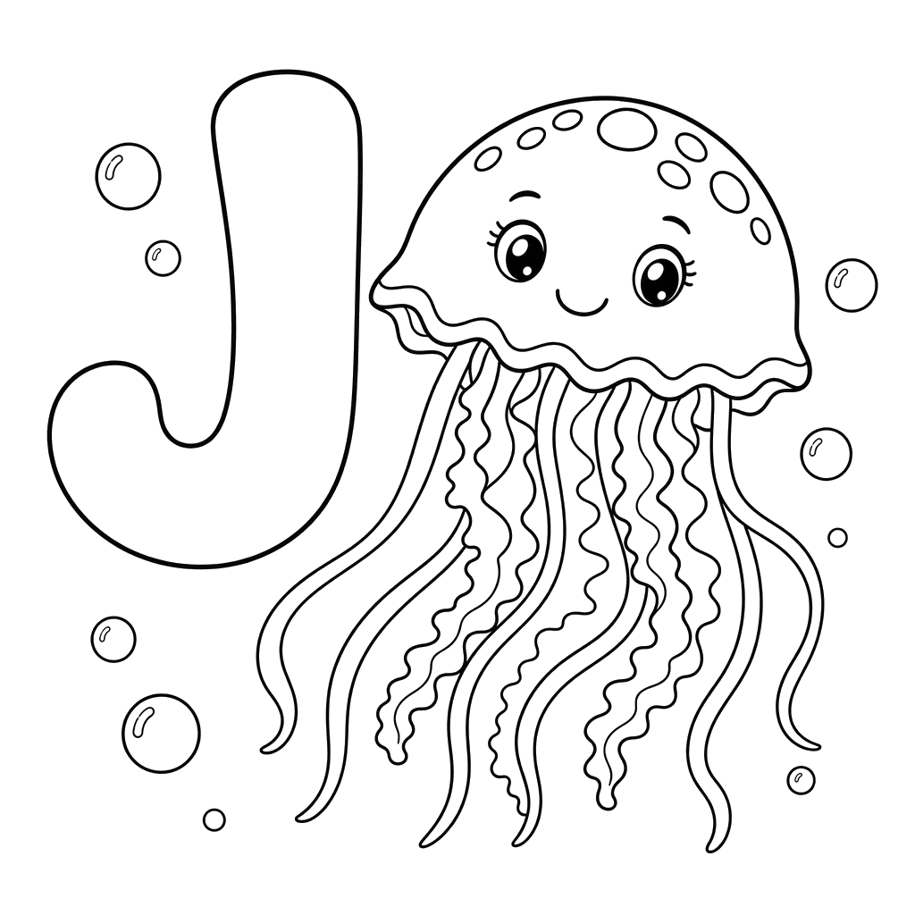 Dibujo para colorear Letra J Medusa