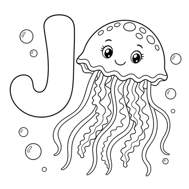 Dibujo para colorear Letra J Medusa
