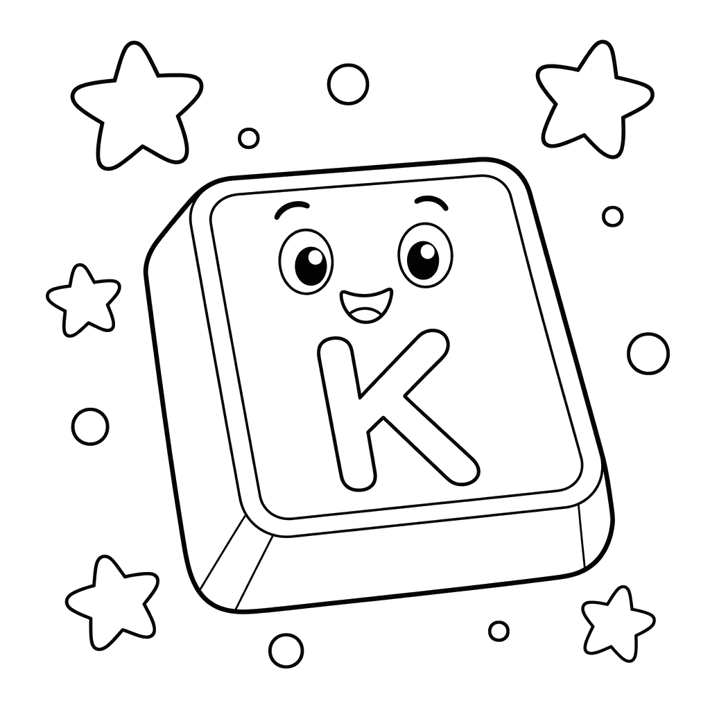 Coloriage Touche Clavier Lettre K