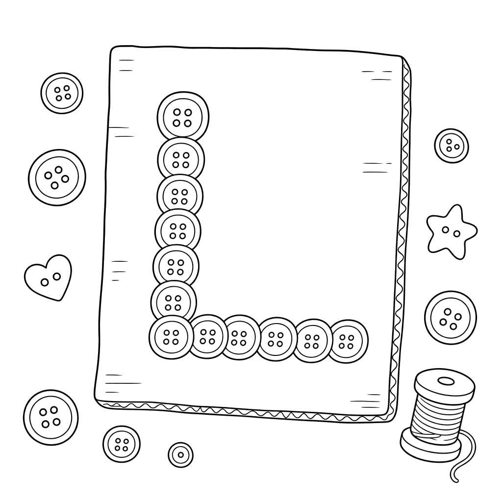 Coloriage Lettre L en Boutons