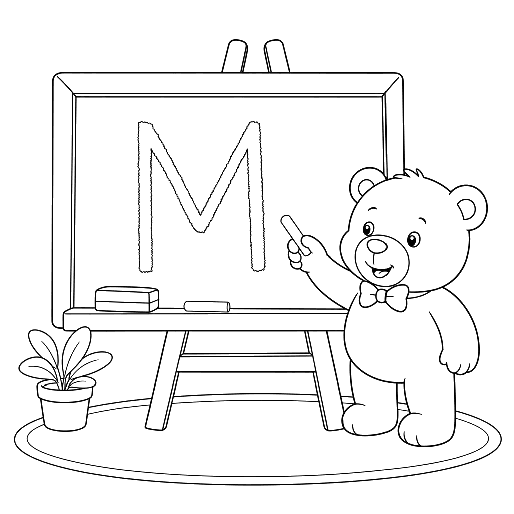Coloriage Lettre M sur un Tableau