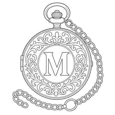 Dibujo para colorear de Reloj con Letra M