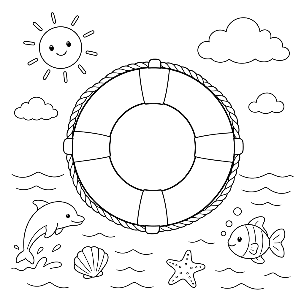 Dibujo para colorear Letra O salvavidas