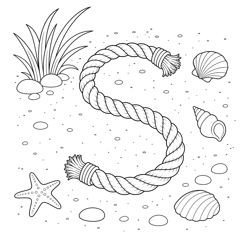 Dibujo para colorear de la Letra S de cuerda