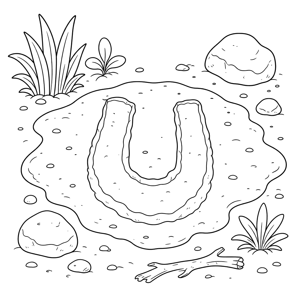 Coloriage Lettre U en empreinte d'argile
