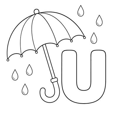 Ausmalbild Buchstabe U wie Regenschirm