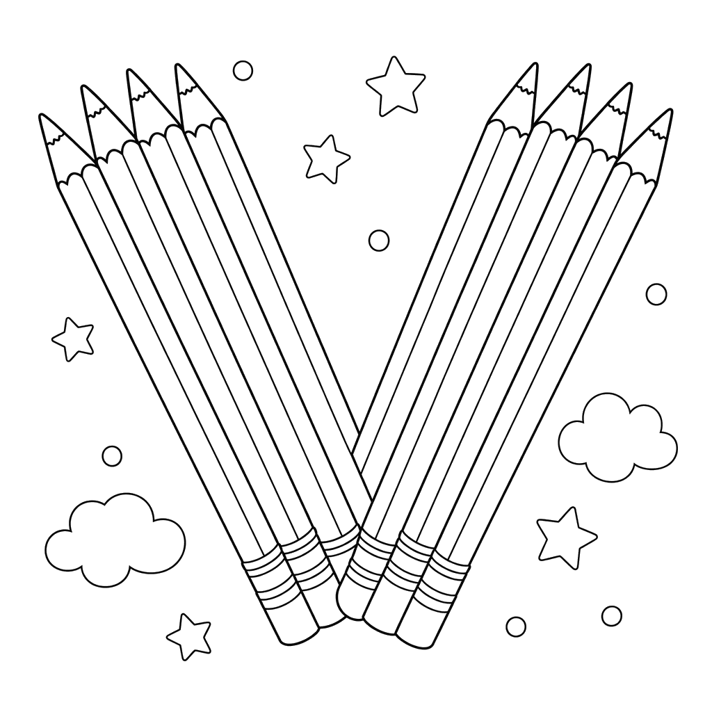 Lettre V en crayons