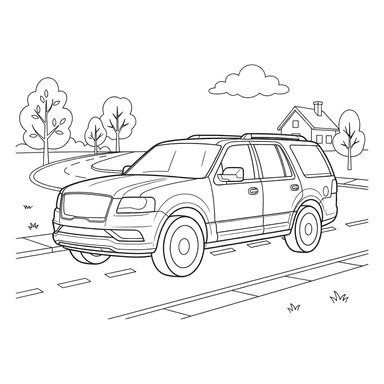 Coloriage SUV Lincoln Navigator pour enfants
