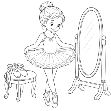 Little Ballerina Trying on a Tutu