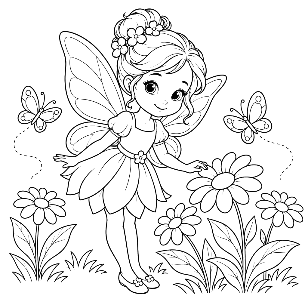 Little Fairy Among Flowers