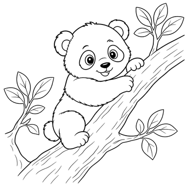 Petit panda grimpant sur une branche