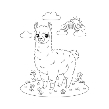 Coloriage Lama sous les Nuages