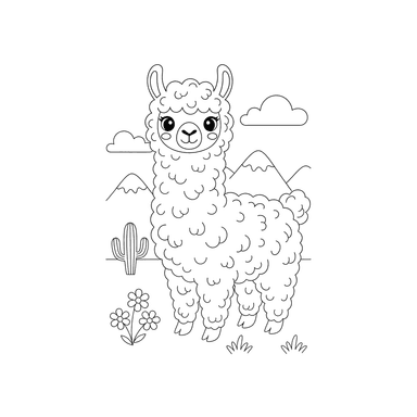Coloriage: Lama à la Laine Épaisse