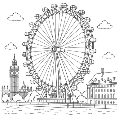 Ausmalbild London Eye Riesenrad