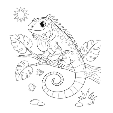 Coloriage d'Iguane à Longue Queue pour Enfants