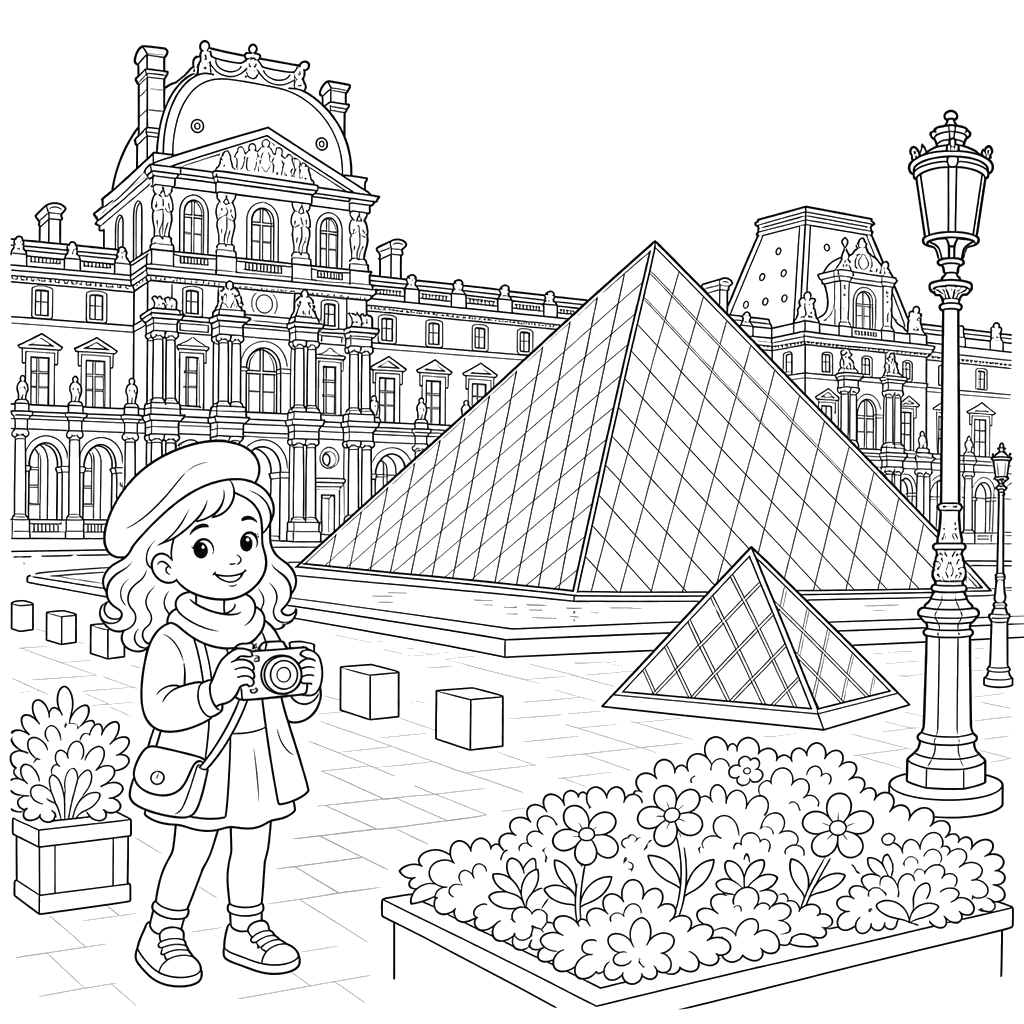 Desenho do Museu do Louvre para Colorir