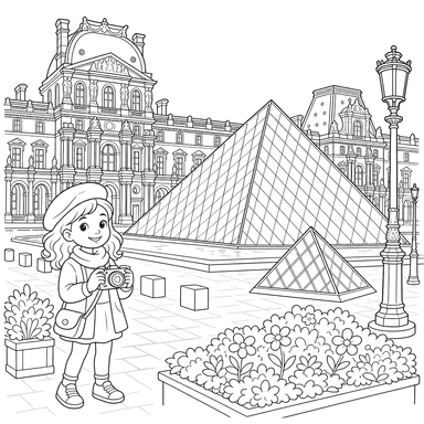 Desenho do Museu do Louvre para Colorir